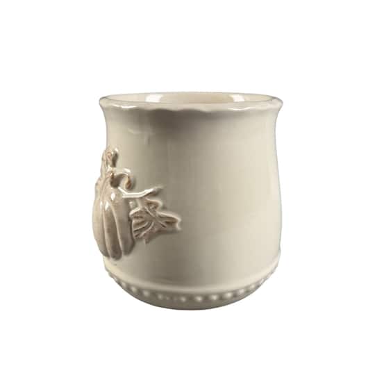 5" White Ceramic Pumpkin Pot by Ashland®